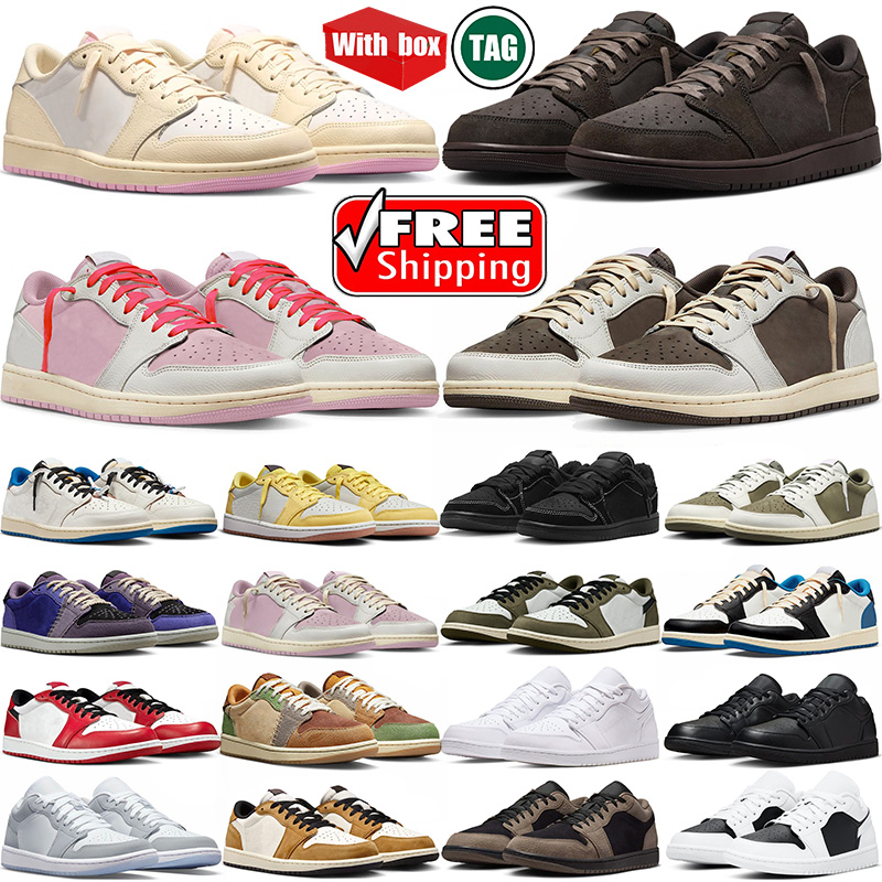 Free shipping with box 1s lows 1 Pink Pack designer basketball shoes women mens trainers Reverse Mocha Black Phantom Velvet Brown outdoor sneaker-image-890579800