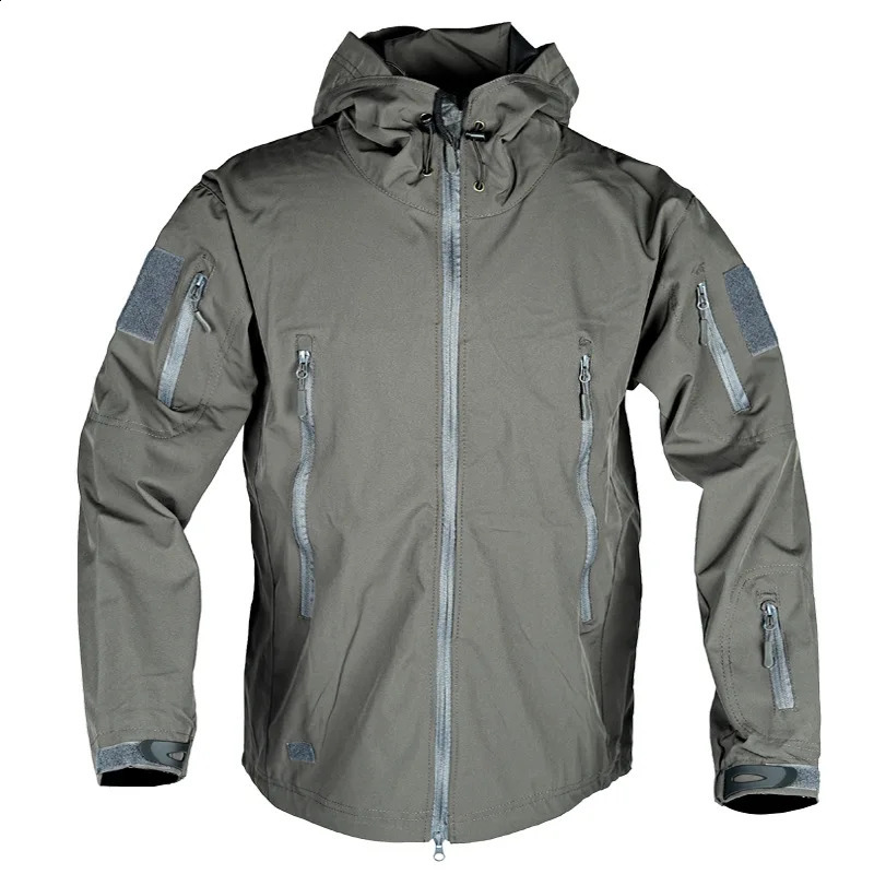Mens Military Tactical Jackets Full Zip Shark Skin Soft Shell Tactical Waterproof Windbreaker Outdoors Hiking Hooded Coat S-4XL 260609BJ