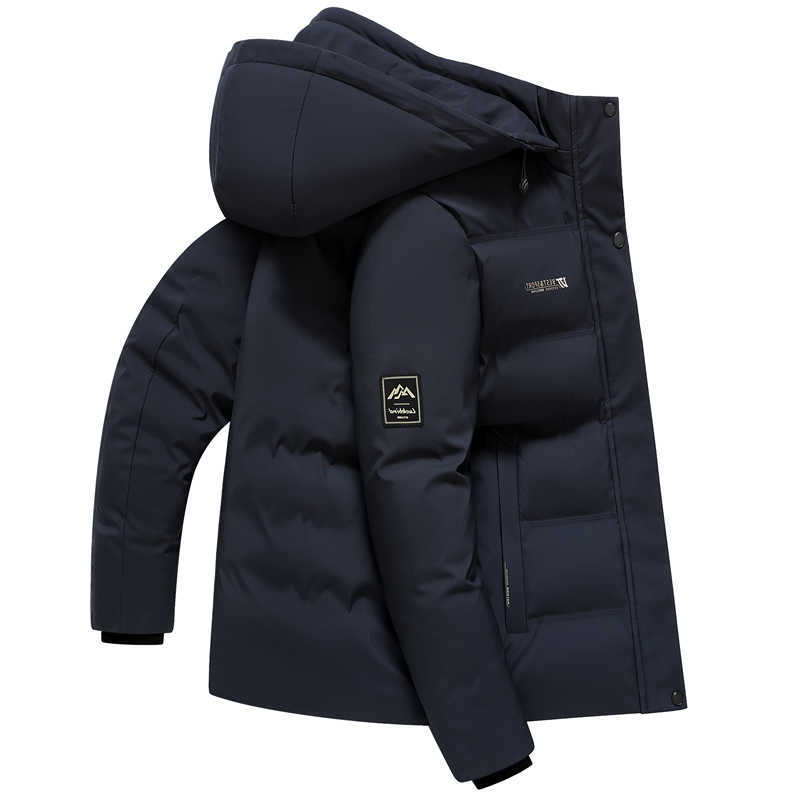 Mens Outdoor Winter Coat Parkas Middle-aged and Elderly Padded Mens Down Warm Padded Jacket Winter Removable Hooded Parkas Q260610