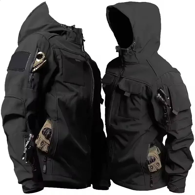 Autumn WinterTactical Jackets Men Military Soft Shell Waterproof Windproof Hooded Jacket Outdoor Functional Multi-pockets 260609BJ