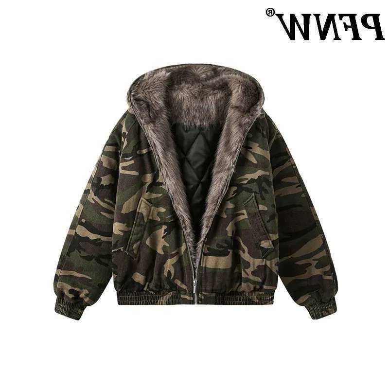 PFNW American Style Mens Padded Jackets Loose Fce Camouflage Thickened Casual Zipper Hooded Male Coats New Tide 2024 CPG2404 Q260610