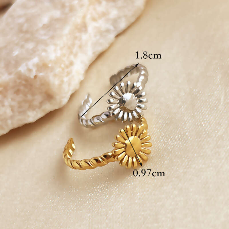 Sunflower Ring Made Of Stainless Steel Plated With 18K Gold Unique Versatile Design Popular On Instagram For Women Daily Wear