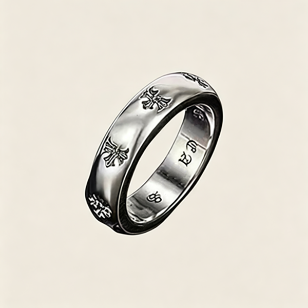 Designer chrome -plated cross ring jewelry S925 sterling chrome heastarly jewelry silver plated hip-hop men and women retro cross silver chrome ring