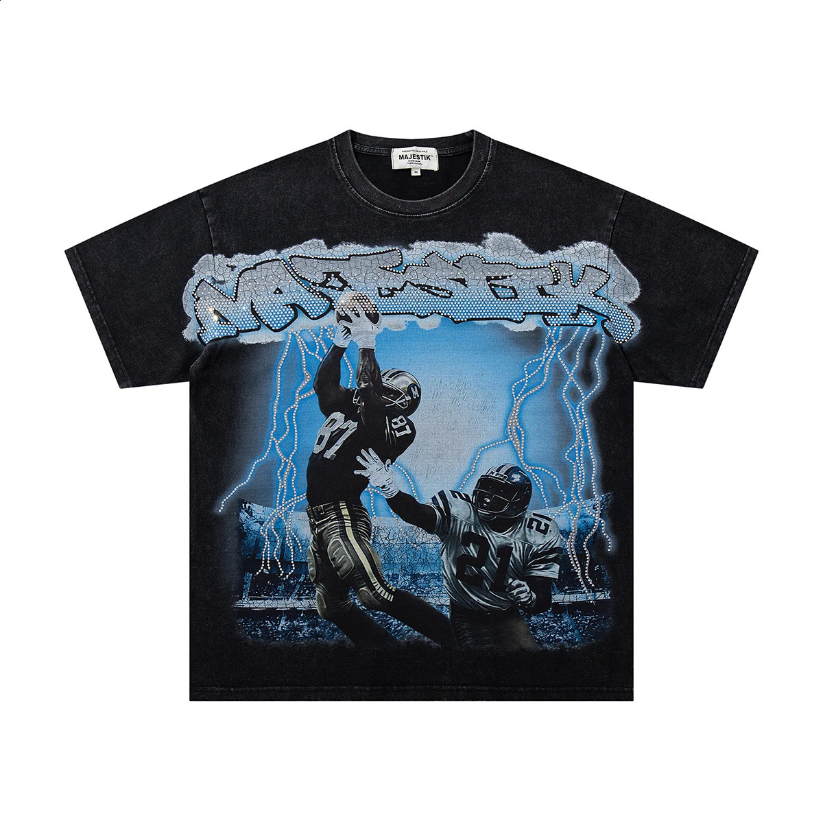 Streetwear Shinning Diamond Cotton Washed Summer Mens Tshirt Crew Neck Vintage Rhinestone Short Sleeve Top Tees Oversized 260610