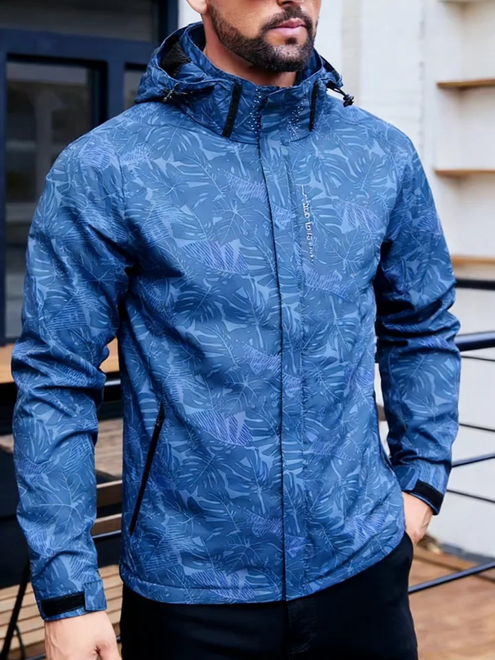 2025 Mens Casual Waterproof Windbreaker Jacket Full Zip Up Hooded Shell Outdoor Hiking Coat For Autumn Plus Size 260609BJ