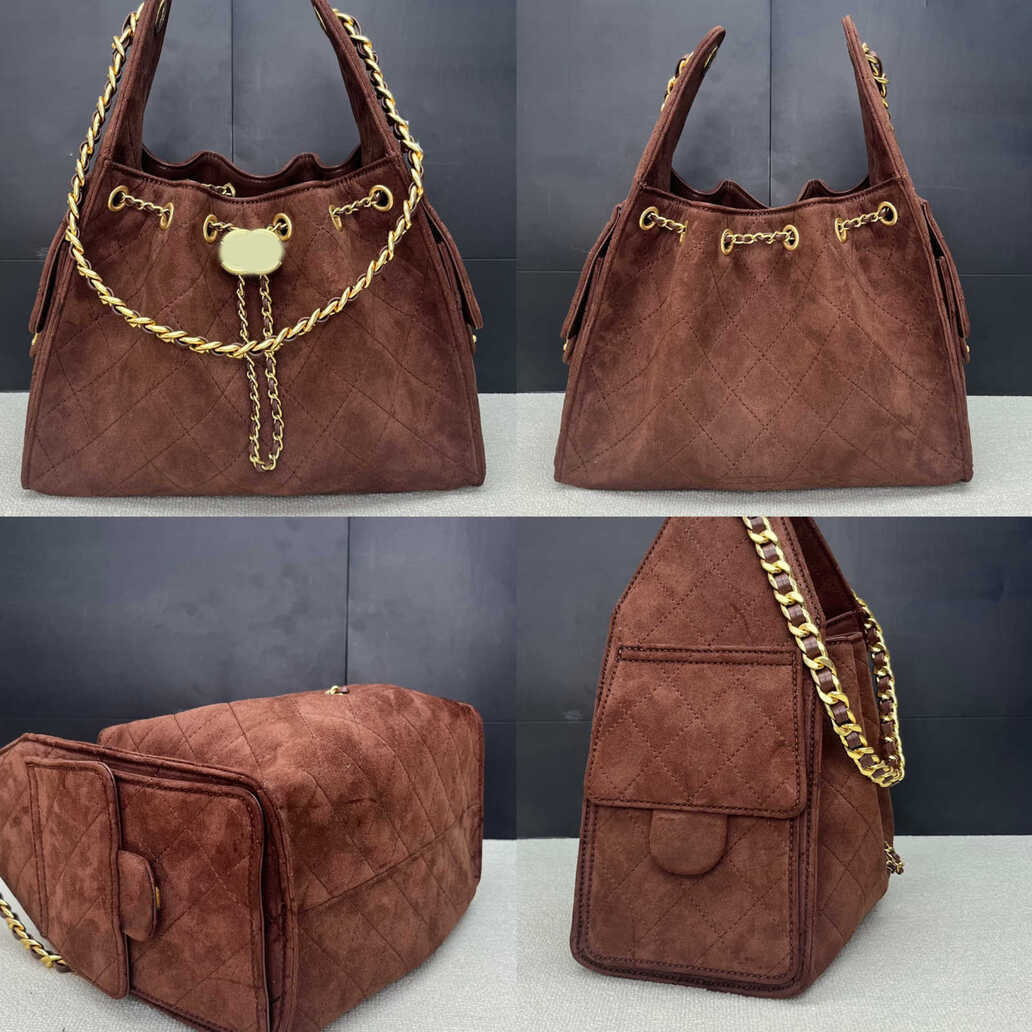 2026 New New Mini Hobo Bucket Suede Women Shoulder Quilted Caviar Leather Crossbody Bag Designer Golden Chain Purse With Side Pockets Free Shipping