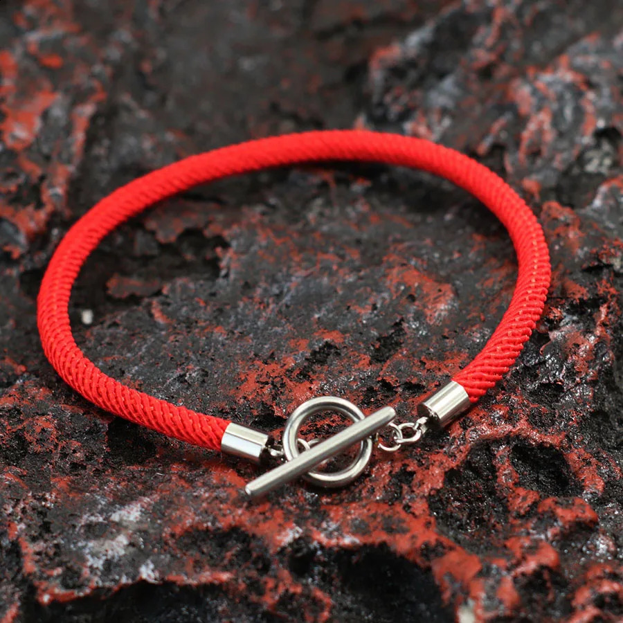 Fashion Lucky Red Thread Bracelet Men Stainless Steel OT Buckle Wrap Braslet Hombre 7 Colors Milan String Beach Nautical Braclet 260609