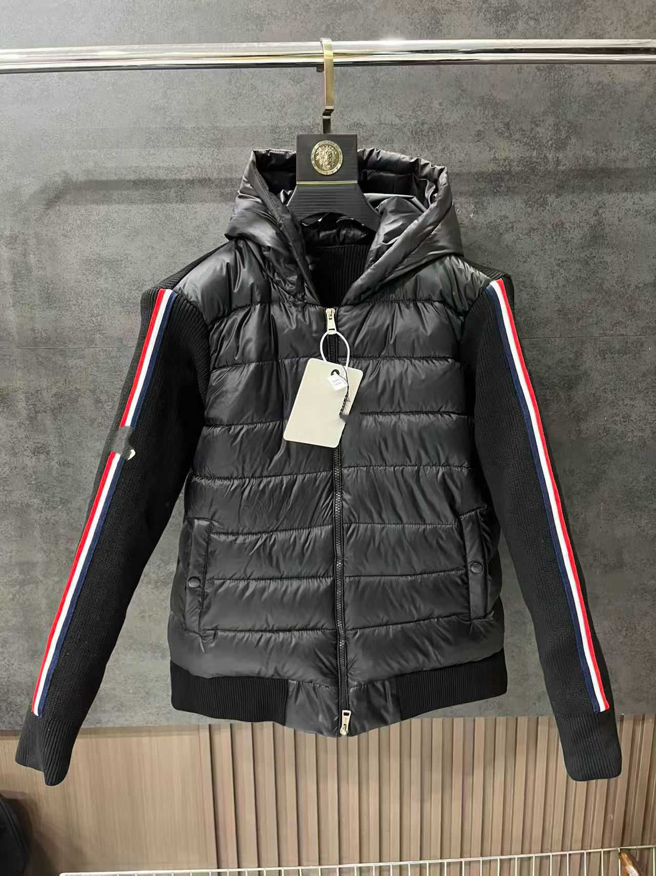 mens puffer jacket winter designer women down parkas stand collar knitted splicing sweater lightweight down jacket Fluffy Coat Sweater A1 Q260610