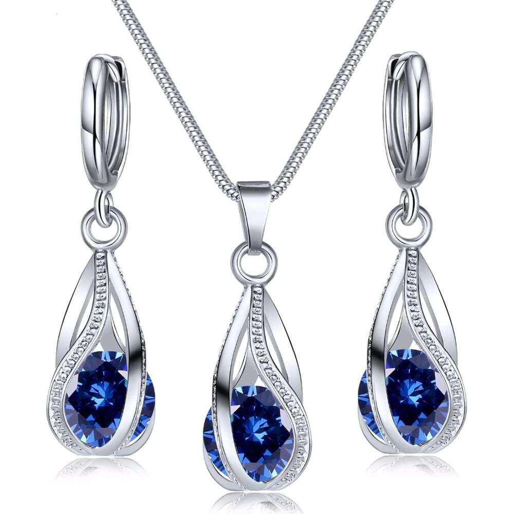 Silver Jewelry Sets Women Rhinestone Crystal CZ Bridal Bridesmaid Accessories Necklace Earrings set for Wedding Prom Anniversary Birthday Gifts-image-1109828267