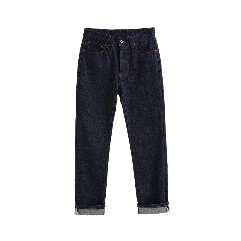 Button Fly 15oz 100 Cotton Heavyweight Raw Selvedge Denim Jeans for Men Japanese Vintage Desizing Washed Straight Leg Pants 260604