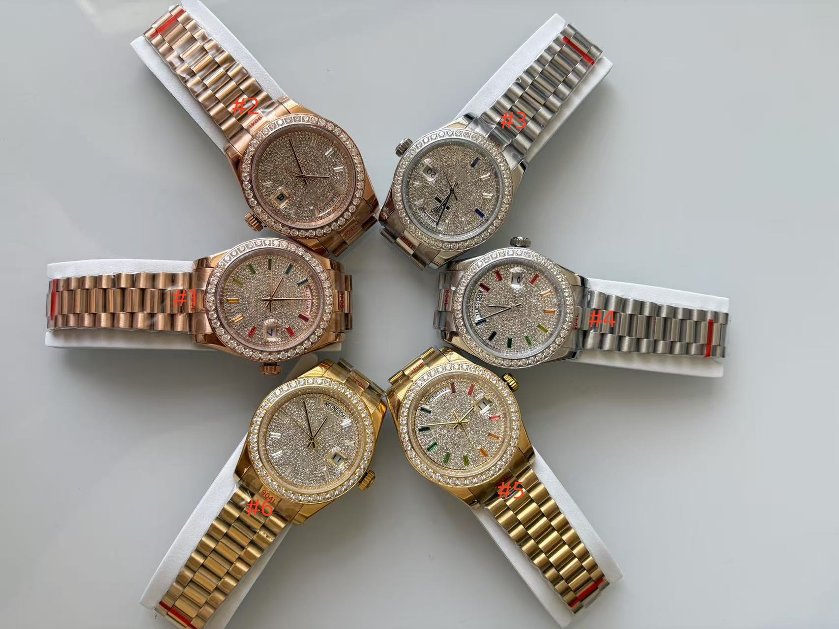 hot sale man watch Top sell men watches mechanical watch automatic movement stainless steel wrist watch for men Gold color With Diamonds 258-image-1109865630