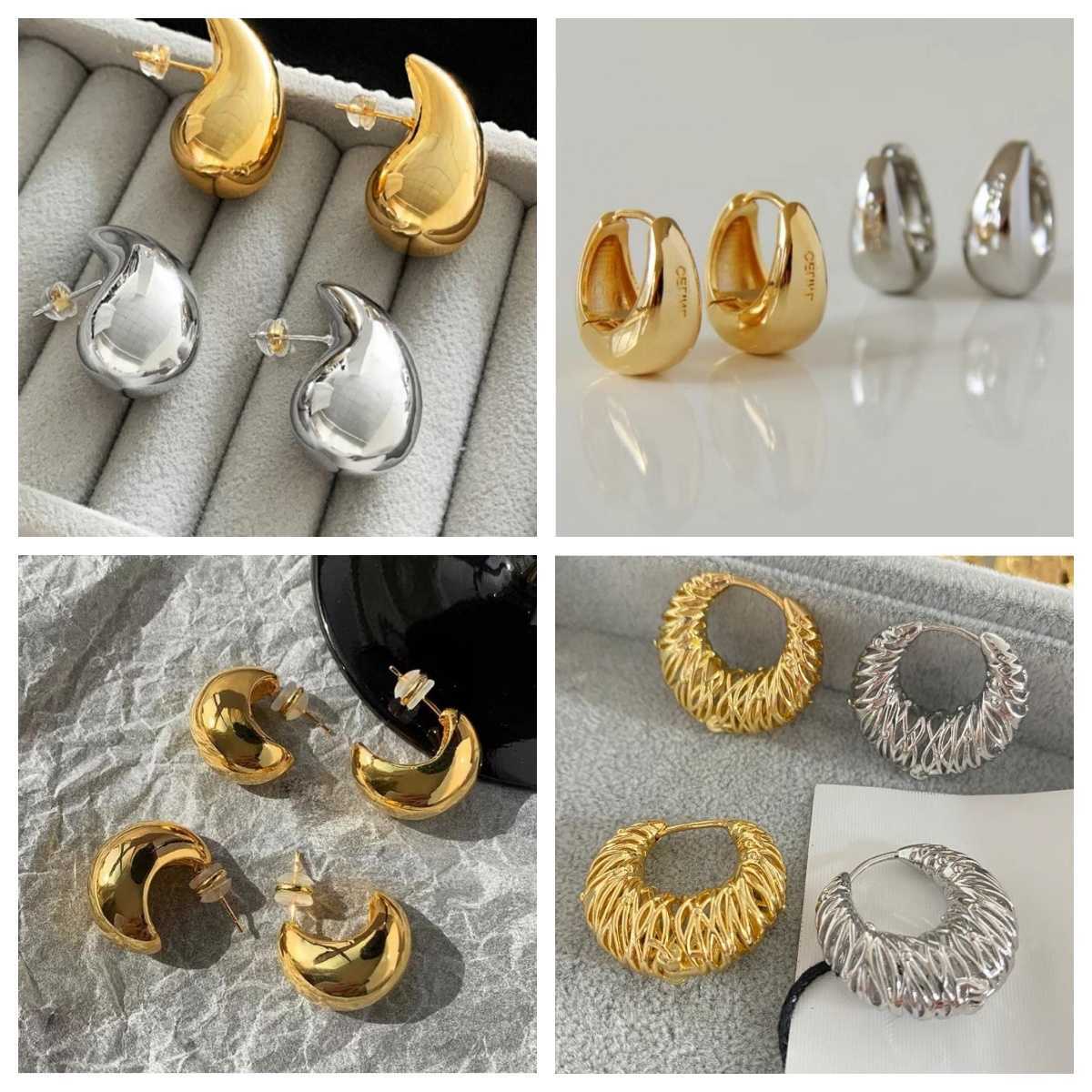 Simple personality Round 18K Gold Plated Hoop Earrings For Women Fashion Stainless Steel Oval Party Jewelry Q260610