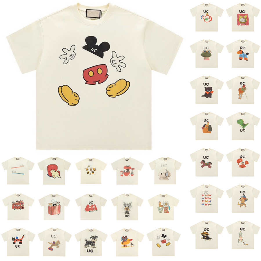 Luxury Brand Child Letter Graphic Animal Series Children Shirt Cotton Cute Print Tshirt Summer Fashion Kids Shirts Boy Girl Tops Clothing Tops