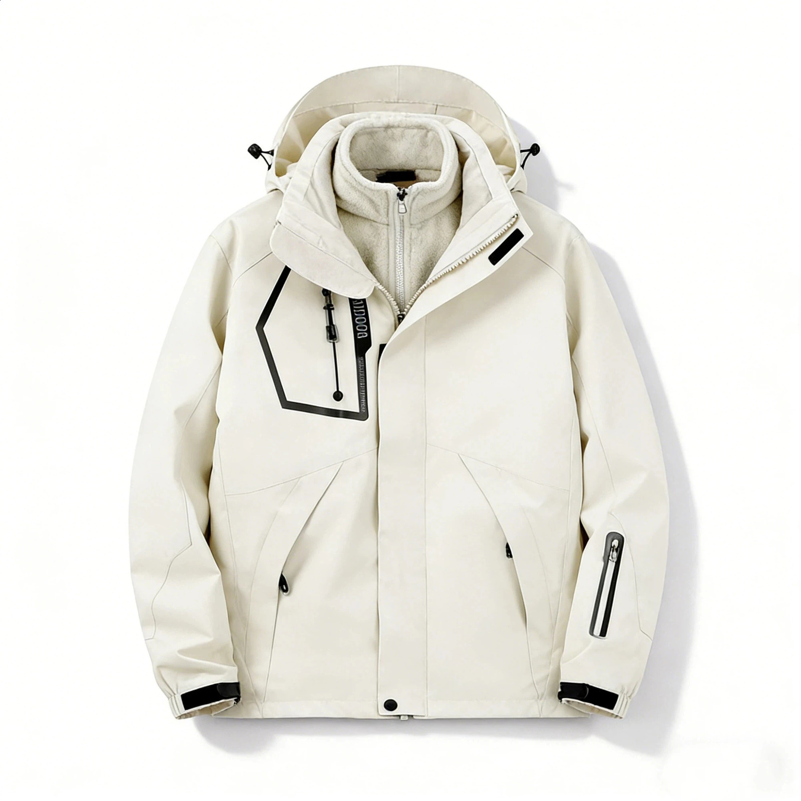 Mens 3 in 1 Jacket Detachable Fleece Windproof Waterproof Winter Coat Outdoor Hiking Ski Jacket with Hood Unisex Hiking Suit 260609BJ