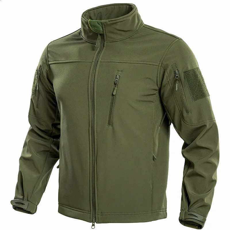 Mens Tactical Softshell Jacket Fleece Lined Water Resistant Windbreaker Military Full Zip Outdoor Coat for Hiking with Pockets 260609BJ