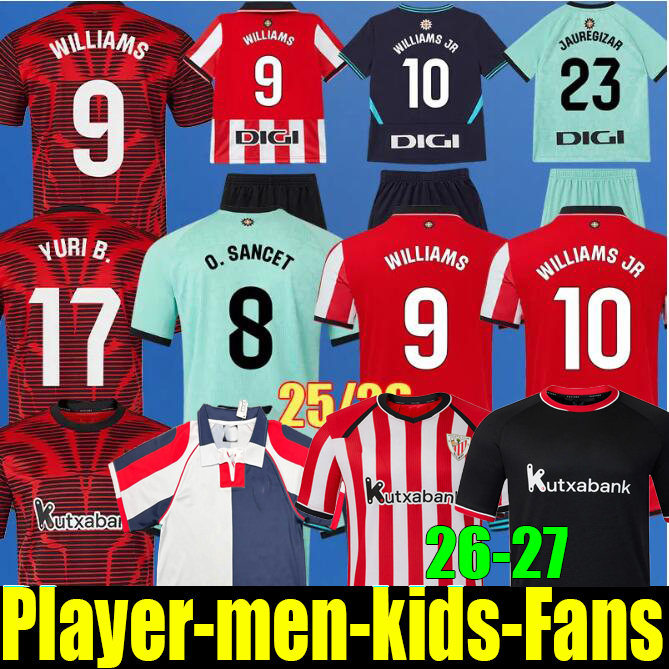 2026 NEW 25 26 27 camiseta de Soccer Jerseys 2025 2026 Athletic Bilbao BERENGUER MUNIAIN WILLIAMS JR GARCIA VILLALIBRE Kids Kit Football S-2XL