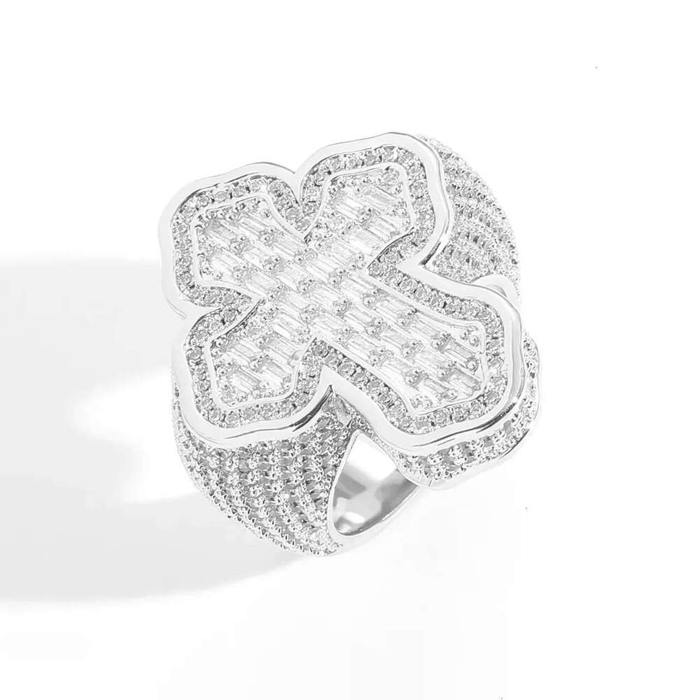Iced Out Sier Bg Dia Mens Real Avoir un certificat Moissanite Ring Cross Rings Hip Hop Jewelry Livraison gratuite aux prix de gros