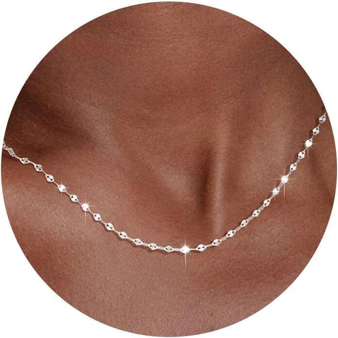 Mother's Day 925 Sterling Necklace for Women, Simple and Exquisite 16K Gold Plated Minimalist Waterproof Silver Necklace, Fashion Jewelry Gi-image-1109806155