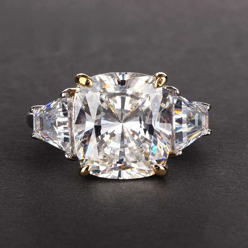 PANSYSEN Exquisite Created Moissanite Rings for Women Real 925 Sterling Silver Wedding Engagement Jewelry Ring Wholesale Gifts Y200321
