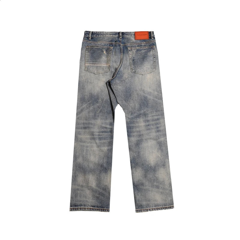 135oz 100 Cotton Mens Denim Jeans for Men American Vintage Spring Casual Straightleg Loose Fit Thick Distressed Washed Pants 260604