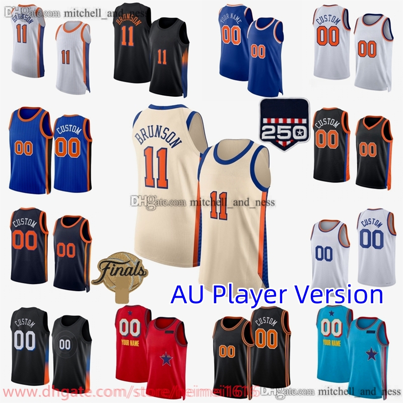 Player Version 2026 Final 250th Basketball 11 Jalen Brunson Jersey AU Stitched 8 OG Anunoby 3 Josh Hart Karl-Anthony Towns 2 Miles McBride 25 Mikal