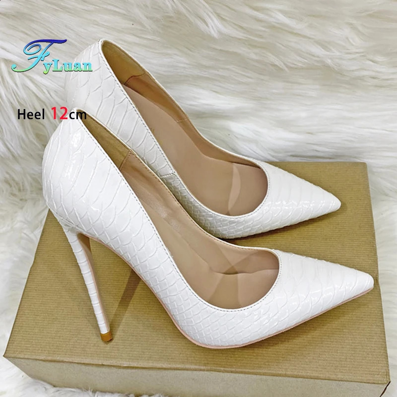 White 8CM 10CM 12CM Ladies Stiletto Single Shoes Fashion Pointed Toe Snake Print High Heels Plus Size 45 Shallow Womens Pumps 260610