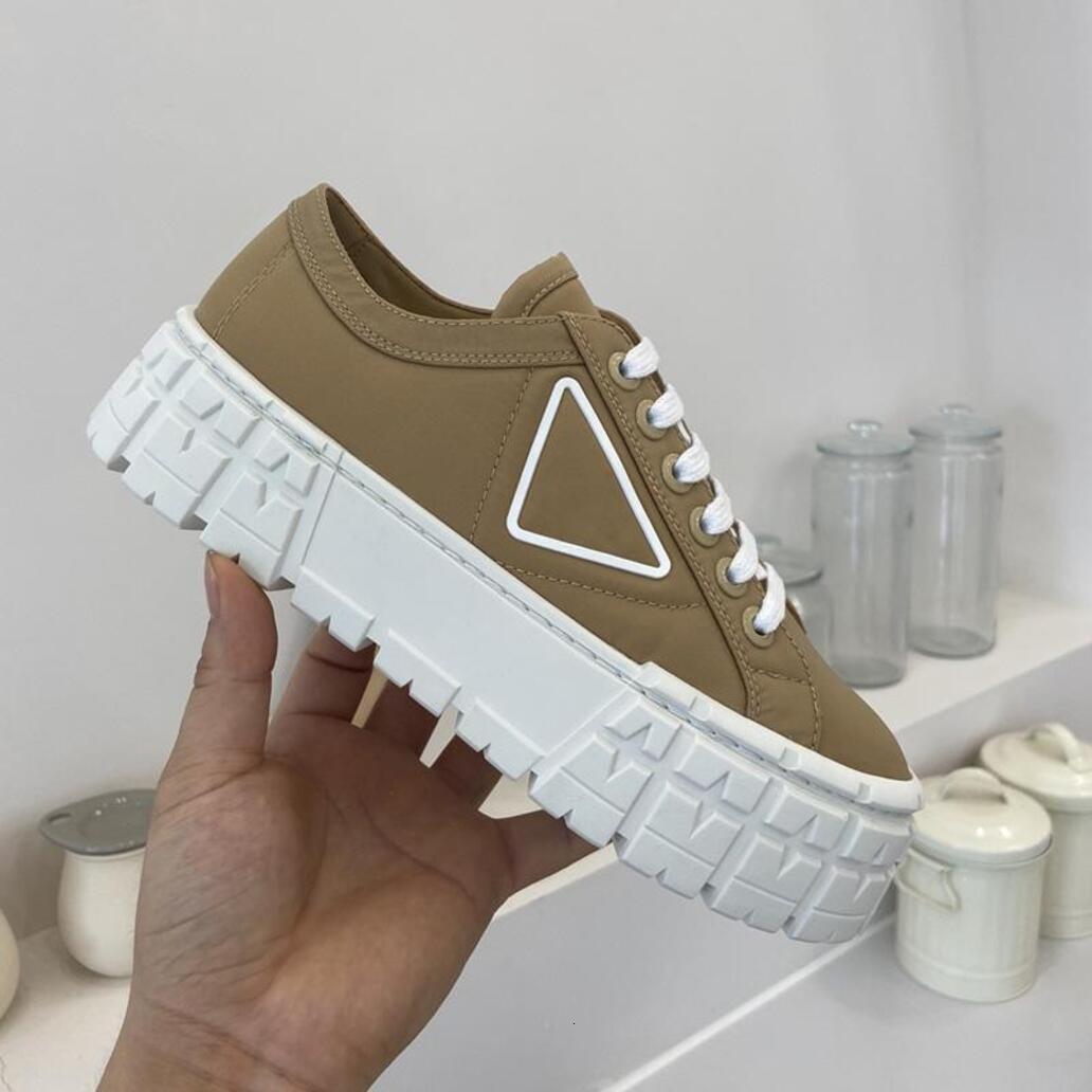 2026 New New Double Wheel Nylon Shoes Chunky Lightweight Sole Shoes For Women White Blue Desert Beige Platform Canvas Sneakers Free Shipping