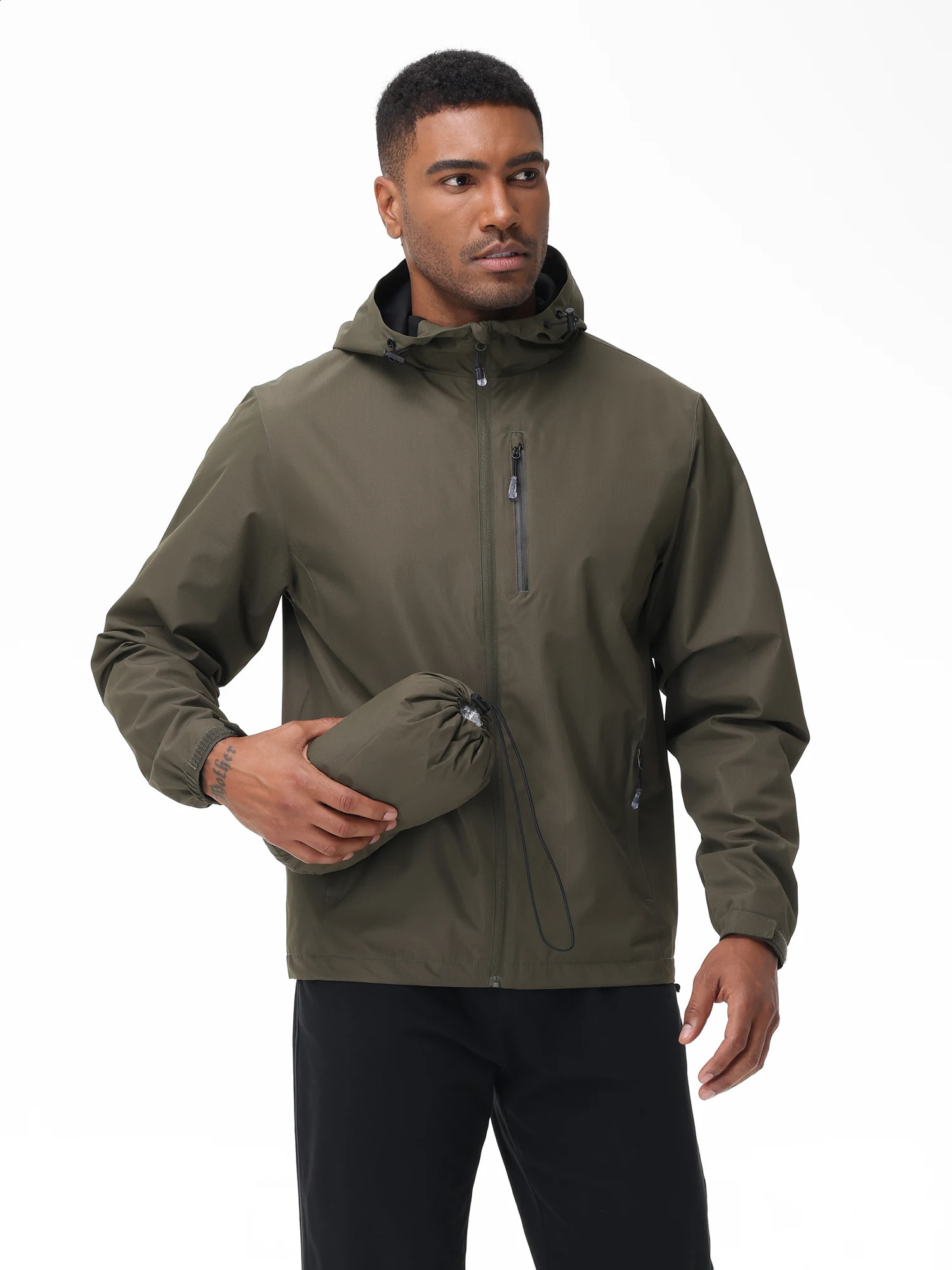 Summer Mens Raincoat Waterproof Lightweight Breathable Jacket for Camping Hiking Cycling Fishing with Inner Pocket 260609BJ