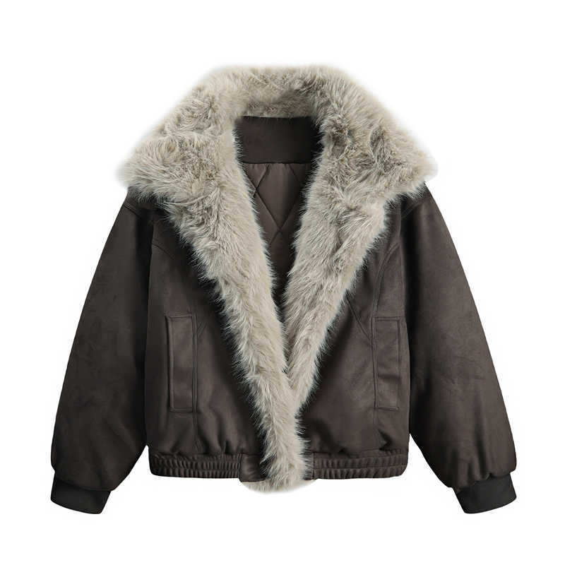 New Loose Hooded Cotton Jacket Punk Fur Collar Jacket Couple Casual Short Coat Winter Warm Clothing Men Women Retro Clothes Q260610