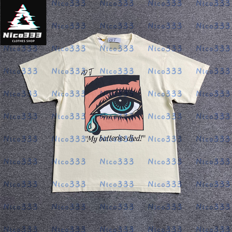 G-Dept Atelier Dead Batteries Tee Antique White letter pure cotton loose and versatile street casual short-sleeved T-shirt for men and women-image-875616499