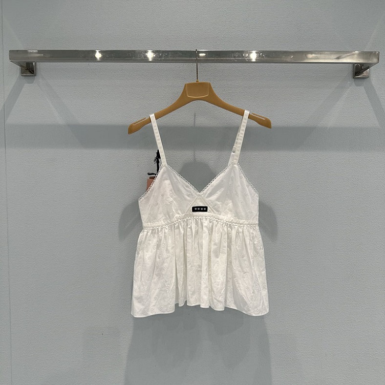 Designer Women Sexy Camisole Summer Y2K Style White Slip Vest Brand Simple Lace Vacation Tank Tops
