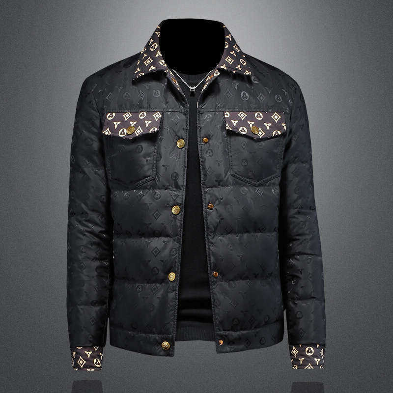 Autumn new dark flower jacket mens large size lapel casual jacket slim handsome trendy mens clothing Q260610