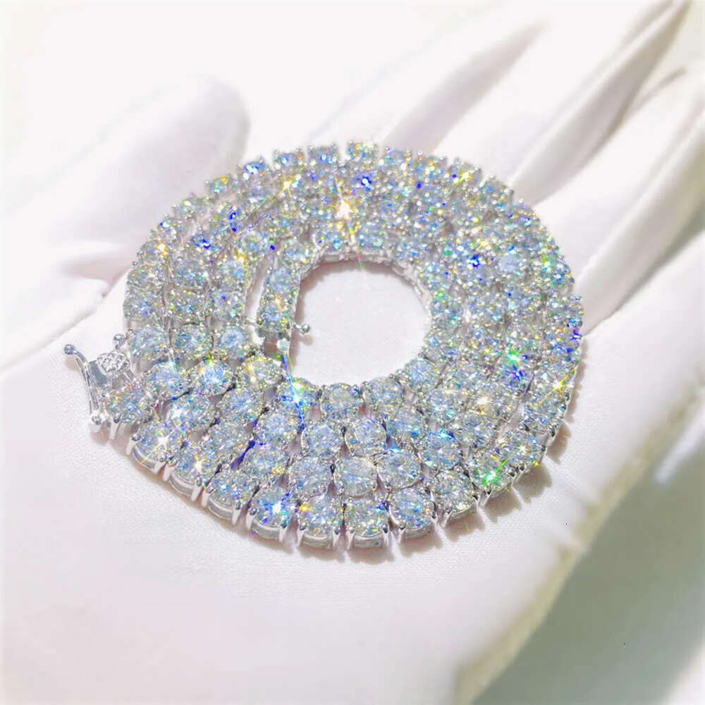 18k Real Gold Jewelry 5mm 16 18 20 22 24 26 28 Inches Gra Certificate Vvs Moissanite Diamond Tennis Chain
