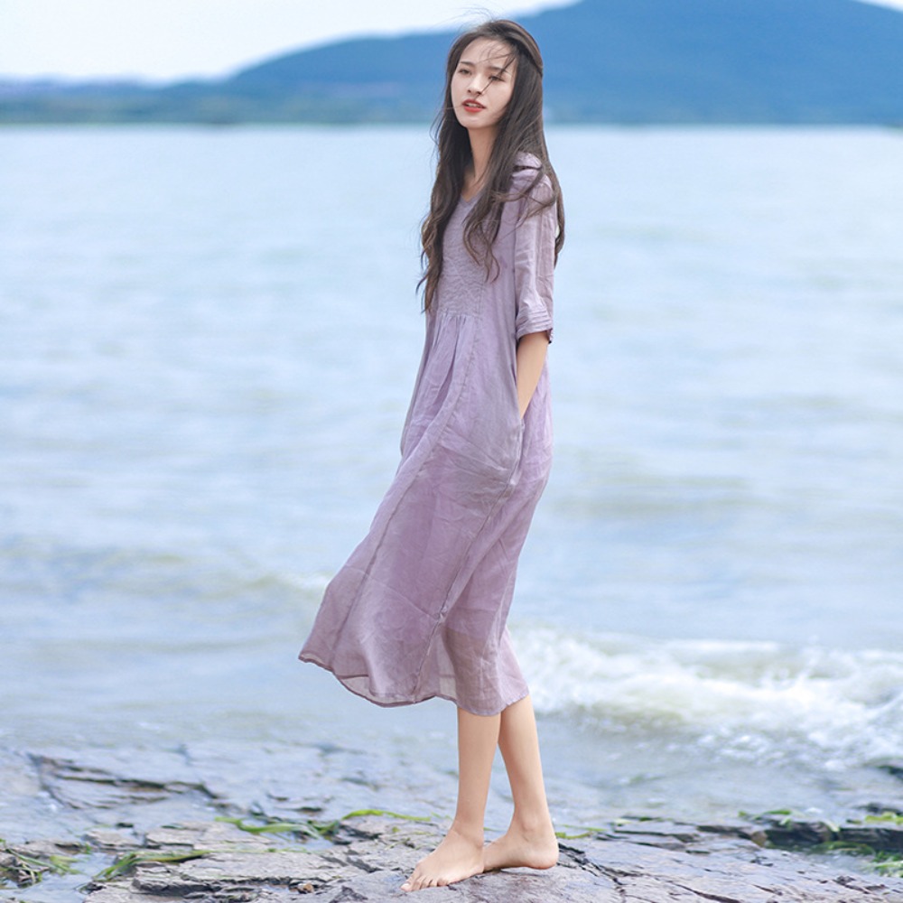 (96) Summer New Arrival Pleated Slimming Dress