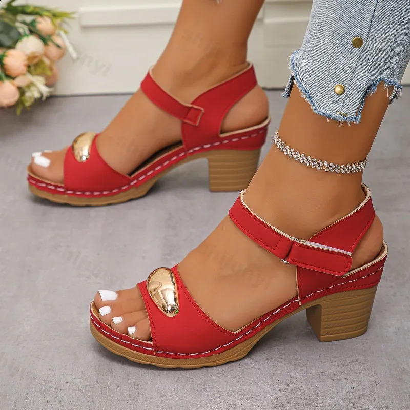 Womens Fashion Sandals Summer Coarse Heel Leisure Comfortable Retro Outdoor Beach Cool Pumps Open Toes Elegant Sandals 260604