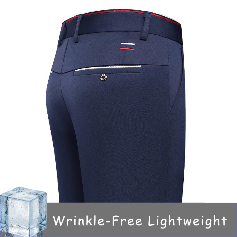 Summer Spring Casual Golf Pants Men Flat Front Stretch Party Work Dress Thin Cool Breathable 260610BJ