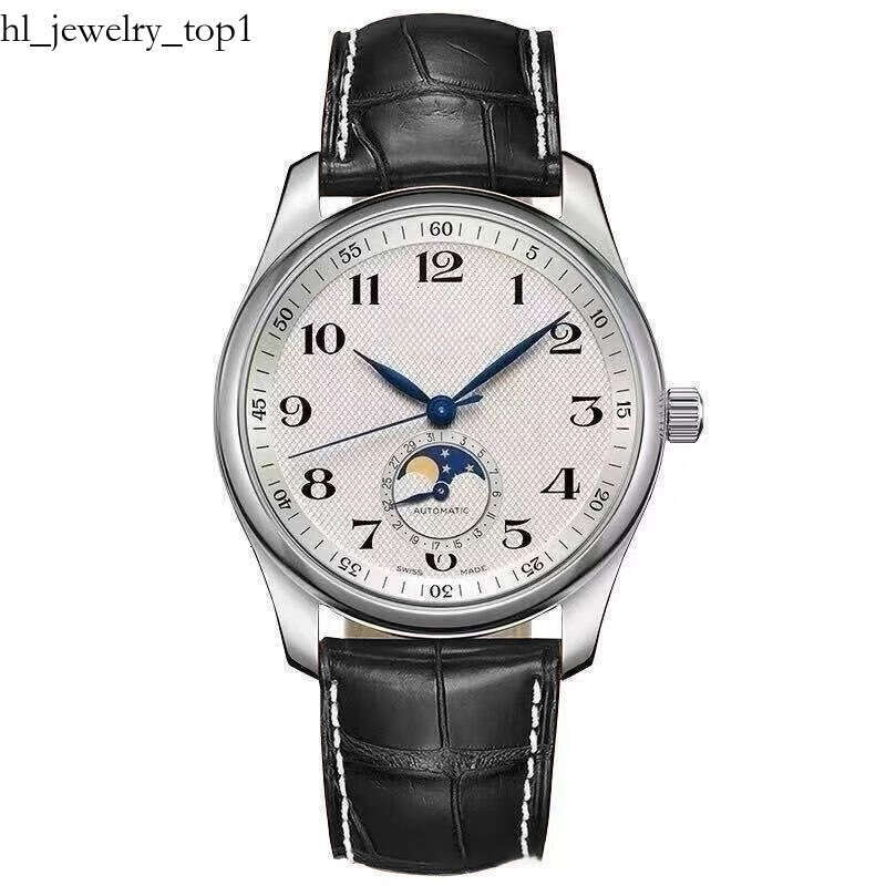 U1 Top AAA Luxury Watch Longinely Automatic Mechanical Movement Watches Moon Phase Complicated Men Bule Dial Genuine Leather Montre De Luxe Naviforc