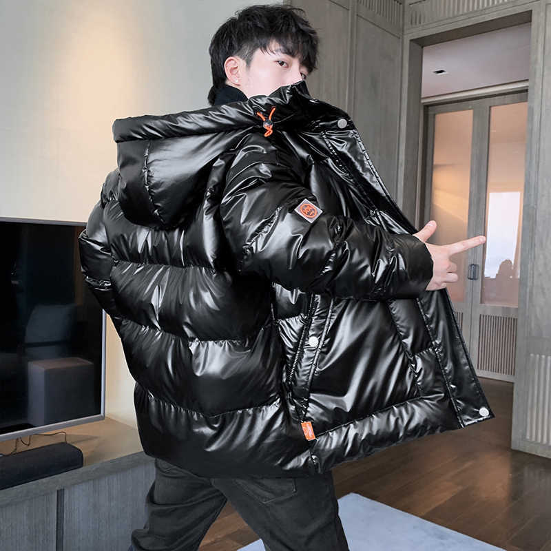 Plus size 8XL 7XL 6XL shiny coats Men Hood Warm Hip HOP winter Overcoat mens cotton-padded Parkas casual mens thickened Parka Q260610