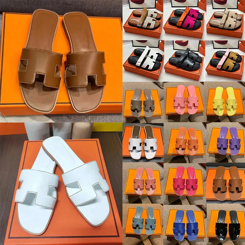 With box women slippers designer sandals flat slides stylish sliders summer beach mules outdoor comfortable sandal brown black white yellow