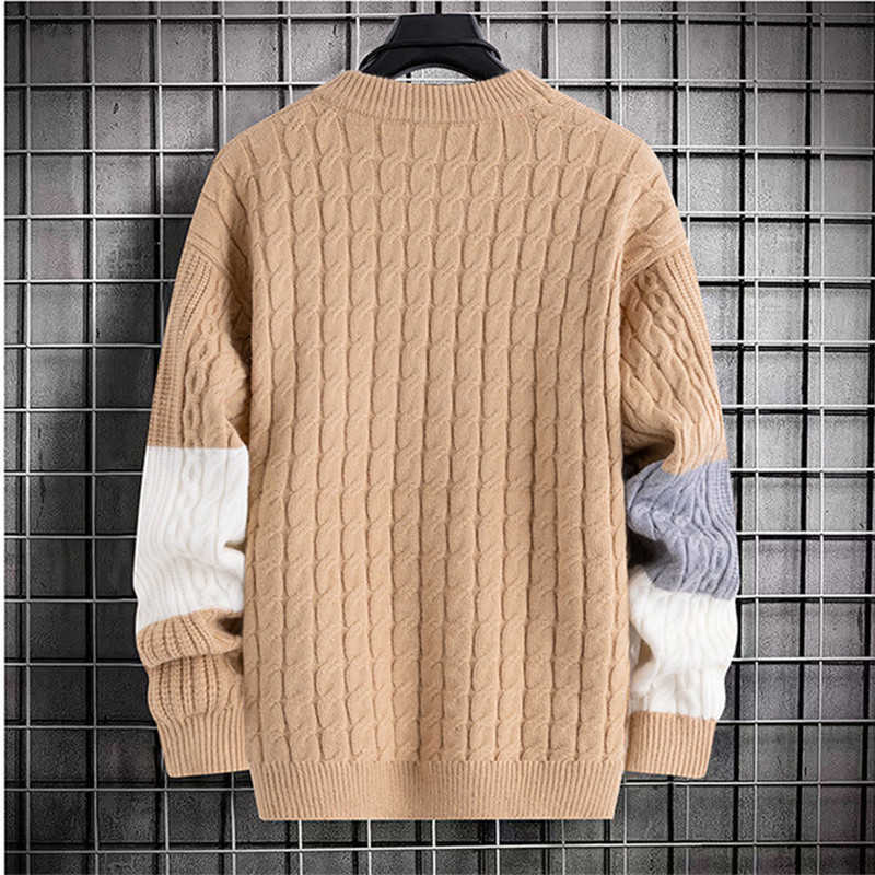 Winter Mens Patchwork Knitted Autumn Pullovers O-Neck Fashion Casual Sweater Men Youthful Vitality Warm Pullover Knit Sweaters X2606091