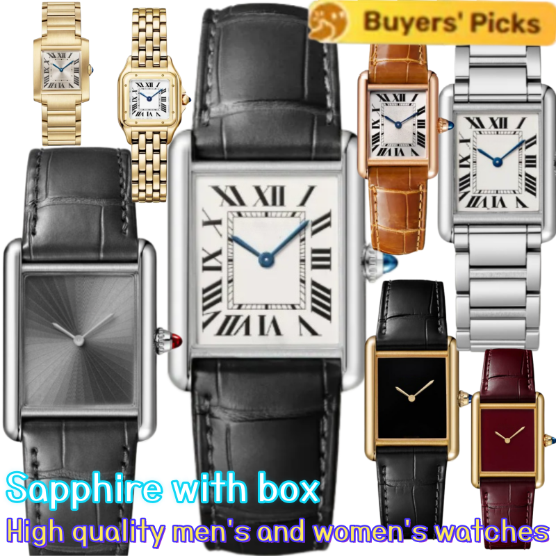 Designer tank mens womens Watches Mens and Womens Watches Roman Numeral Dial Rose gold silver brown black Leather Strap Luxury Unisex Wristwatches