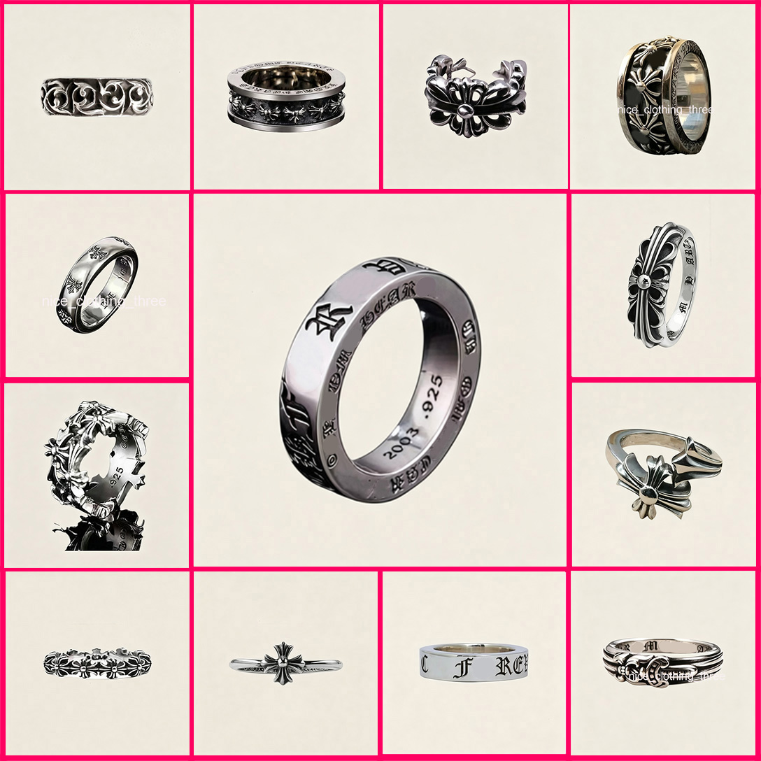 Designer chrome -plated cross ring jewelry S925 sterling chrome heastarlyjewelry silver plated hip-hop men and women retro cross silver chrome ring