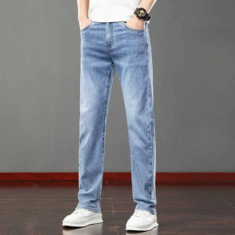 Jeans Mens 2026 Slim Summer Fit Jeans Thin Stretch Straight Light Business Casual Denim Long Pants Male Classic Style Brand X260609