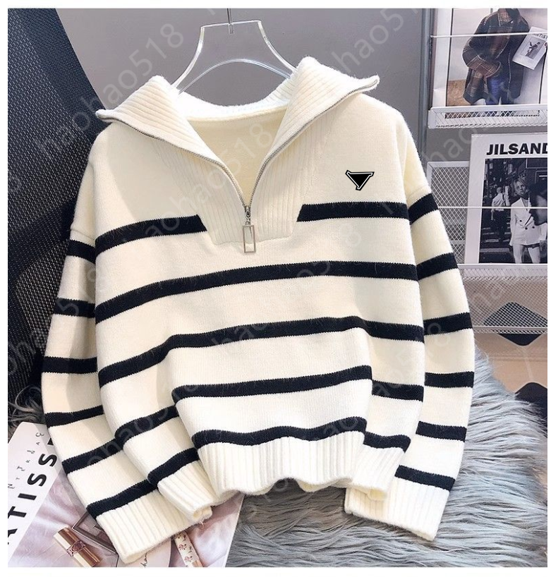 Women's Sweaters Epligg Half-High Collar Design Sense Zip-Up Red Knit Women Short Autumn And Winter High Waist Loose Sweater