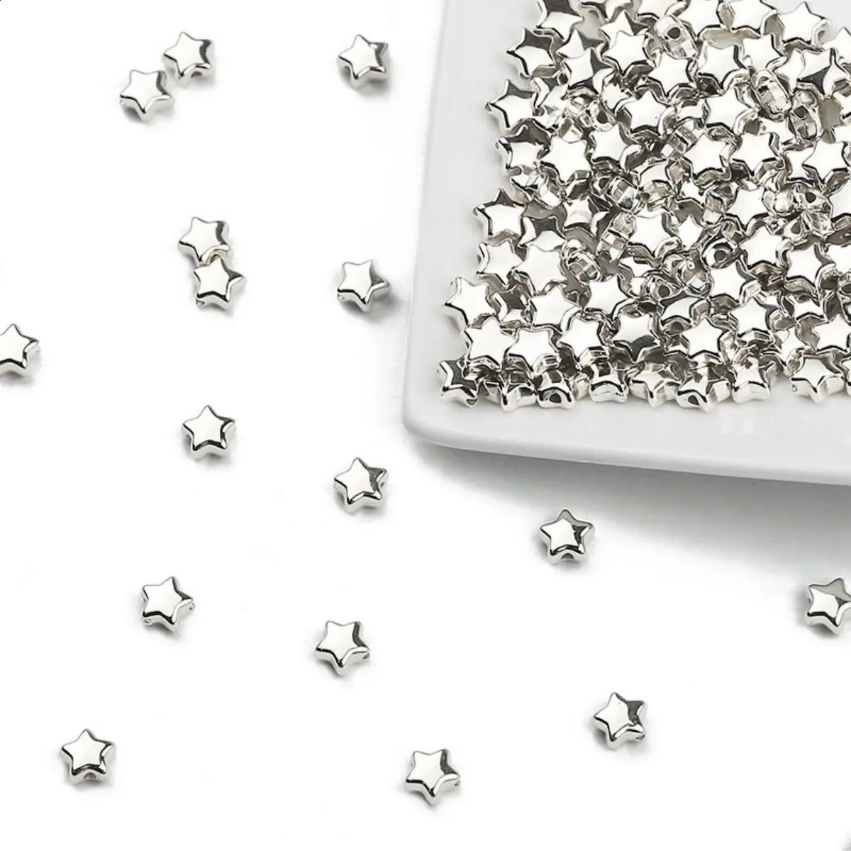 6mm 100400pcs Star Shape CCB Beaded Gold Silver Plated Loose Beads For Jewelry Making DIY Necklace Bracelets Accessories 260609