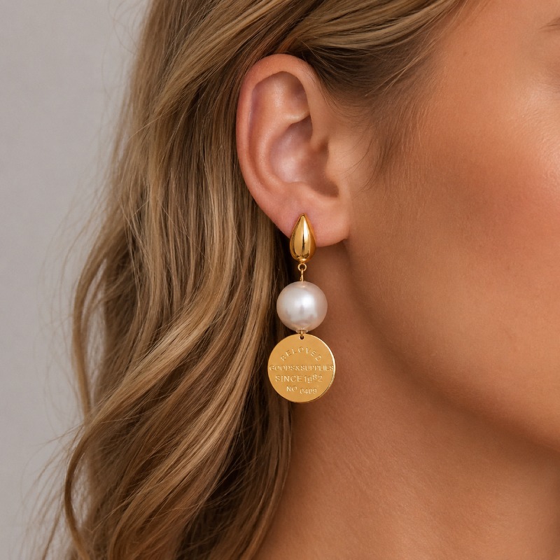 Geometric Tassel Earrings for Women Gold Plated Stainless Steel D Letter Stud Jewelry