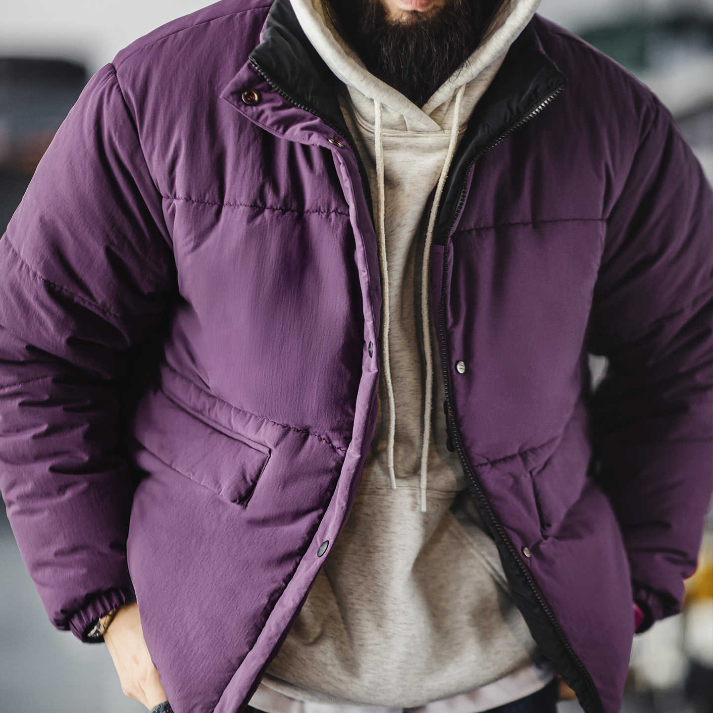 Maden Vintage Mens Reversible Thermal Jacket Water-Repellent Heavyweight Cotton Stand Collar Short Coat for Autumn Winter Q260610