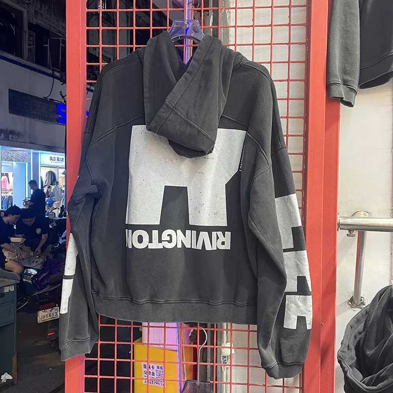 Classic 25FW Best Quality Cotton Print RRR123 Hoodie Hooded Men Women Vintage Washed Black Patchwork RRR 123 Pullovers M260922