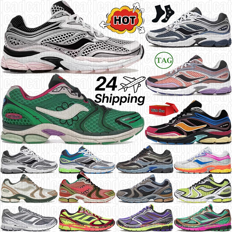 Chaussures de course de créateurs Sauconyy Progrid Omni 9 Hommes Femmes Absorption des chocs Résistant à l'usure Semelle épaisse Gris Blanc Marin