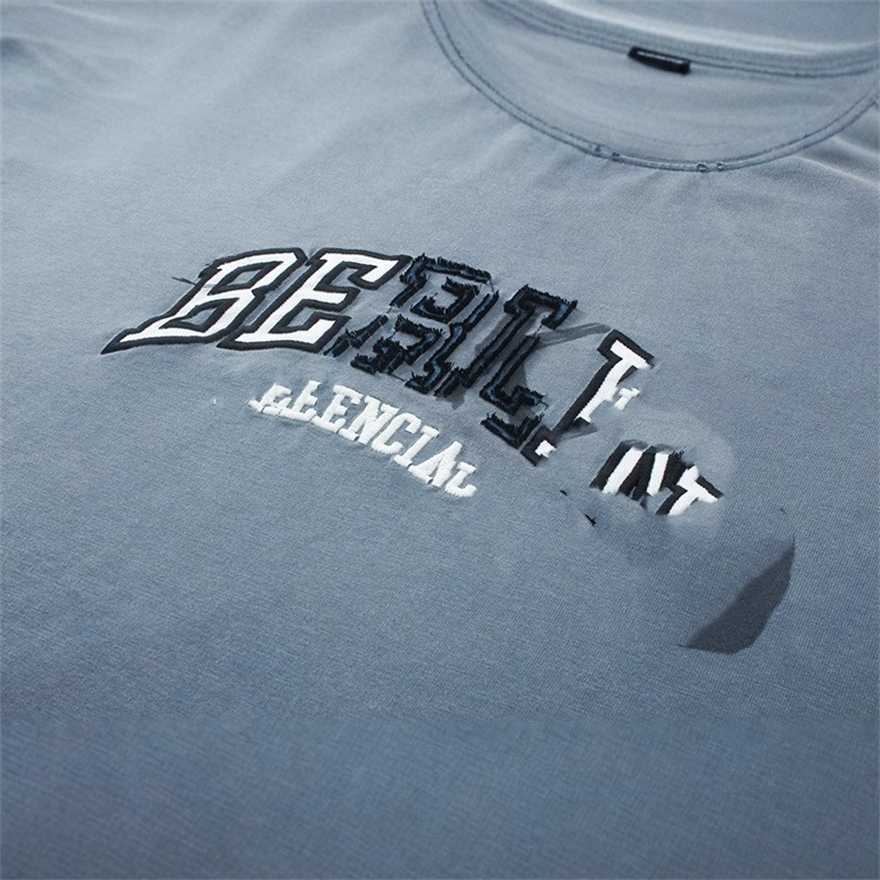 Paris 2024 high-quality B-brand BE KIND toothbrush embroidery three-dimensional embroidered letter gradient short-sleeve T-shirt trendy0ALX